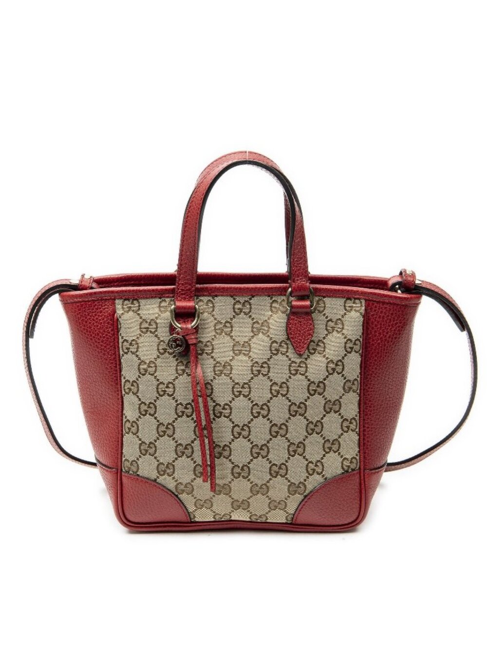 Gucci Small Bree Tote Red Beige GG Canvas